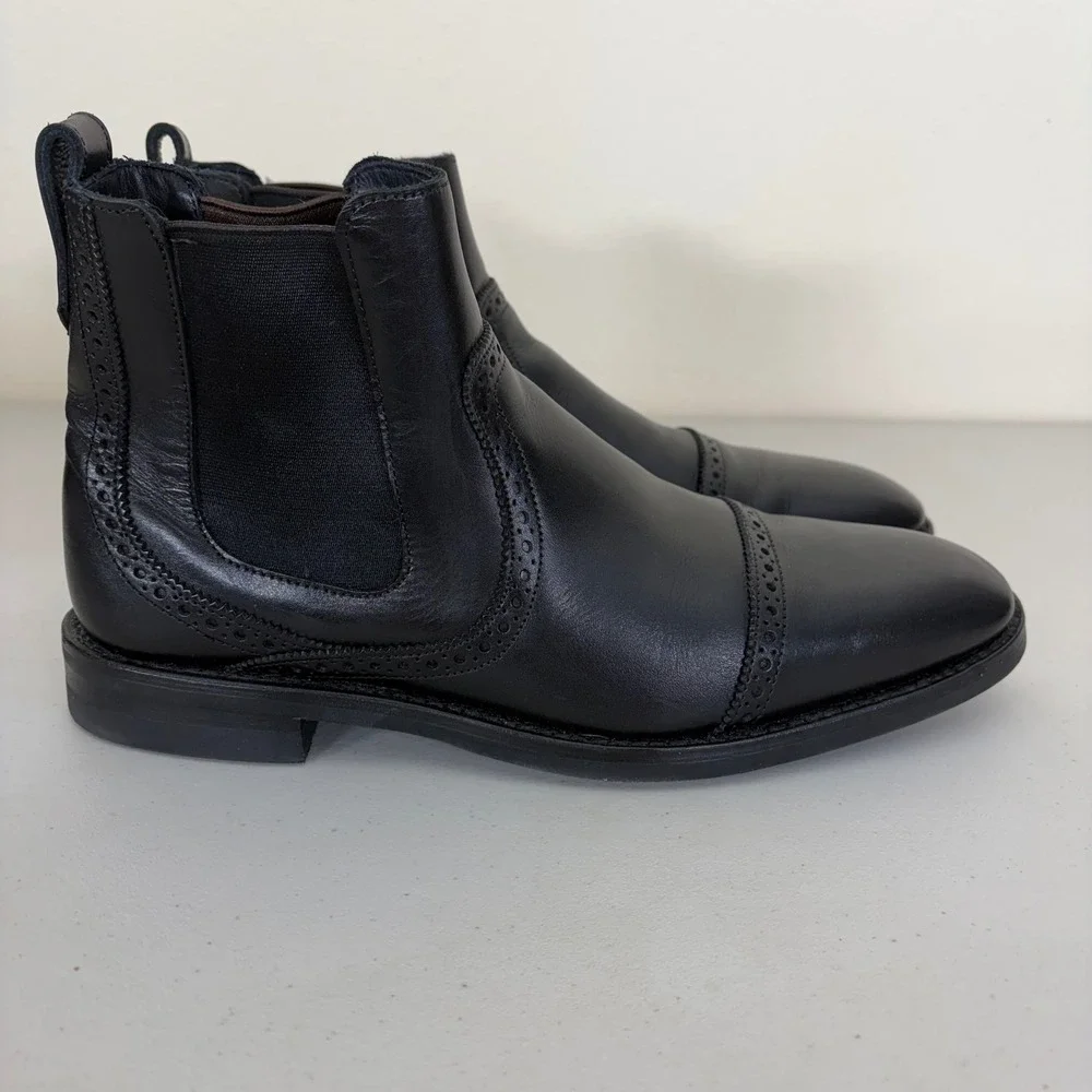 Allen Edmonds Lombard Black Leather Cap Toe Chelsea Boots Men Size 10 B Narrow